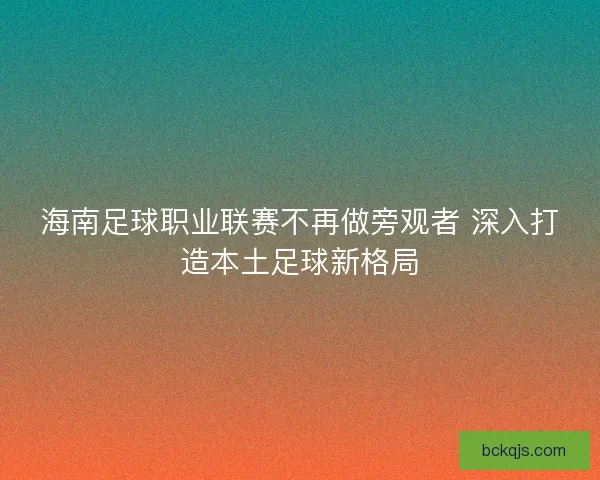 海南足球职业联赛不再做旁观者 深入打造本土足球新格局